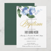 BLAUW GROENE INKWASSTROOM WATERVERF FLORAAL BAPTIS KAART (Voorkant / Achterkant)