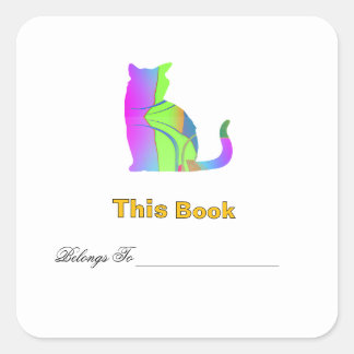 Blauw Groene Kat ontwerp boekenlegger  Vierkante Sticker