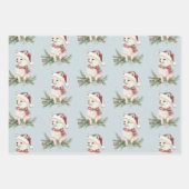 Blauw groene kerstbomen hertenvos inpakpapier vel (Voorkant 3)