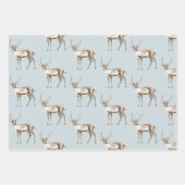 Blauw groene kerstbomen hertenvos inpakpapier vel (Voorkant 2)