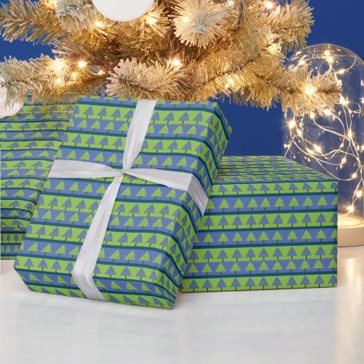 Blauw Groene Kerstboom Cadeaupapier (Feestdagen)