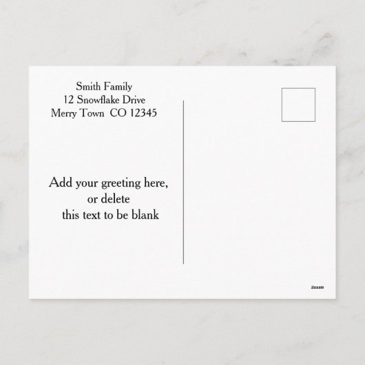 Blauw groene kerstboom  scène Foto Feestdagenkaart (Achterkant)