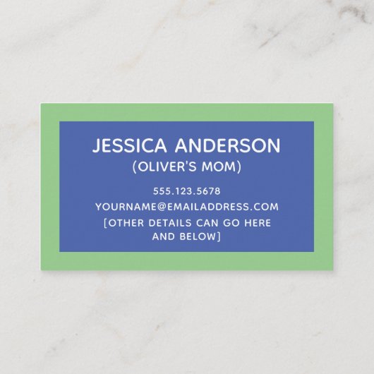 Blauw groene kleurenblok Afspeeldatum afspelen Contactkaartje (Achterkant)