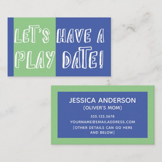 Blauw groene kleurenblok Afspeeldatum afspelen Contactkaartje (Voorkant / Achterkant)