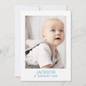 Blauw groene leuke foto Dinosaur-themed verjaardag Kaart (Achterkant)