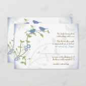 Blauw Groene Liefdesvogels Bruiloft RSVP Antwoordk (Voorkant / Achterkant)