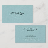 Blauw-groene linen textuur afdrukken zwarte Typogr Visitekaartje (Voorkant / Achterkant)