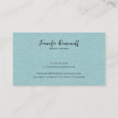 Blauw-groene linen textuur afdrukken zwarte Typogr Visitekaartje (Achterkant)