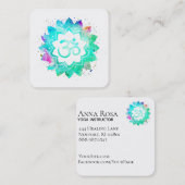 ~* Blauw groene lotusbloem Mandala Om Aum symbool Vierkante Visitekaartje (Voorkant / Achterkant)