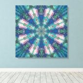 Blauw/Groene Mandala Canvas Afdruk (Insitu (Houten vloer))