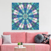 Blauw/Groene Mandala Canvas Afdruk (Insitu (Woonkamer))