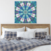 Blauw/Groene Mandala Canvas Afdruk (Insitu (Slaapkamer))