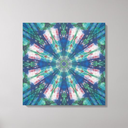 Blauw/Groene Mandala Canvas Afdruk (Voorkant)