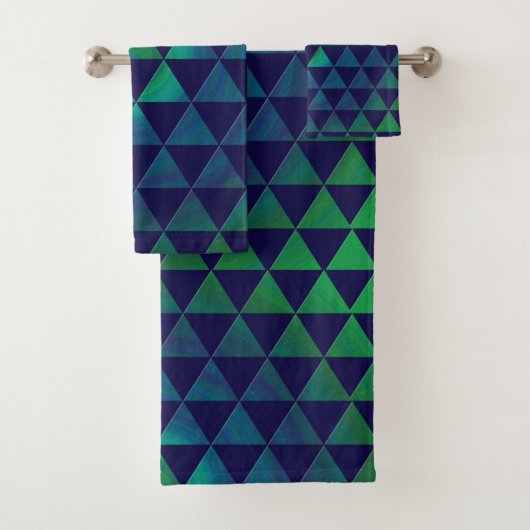 Blauw-groene mandala geometrische driehoek bad handdoek (Insitu)