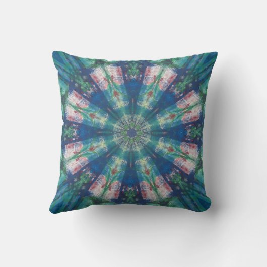 Blauw/groene mandala kussen (Achterkant)