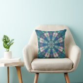 Blauw/groene mandala kussen (Stoel)