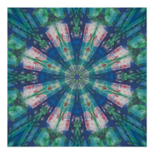 Blauw/Groene Mandala Perfect Poster (Voorkant)
