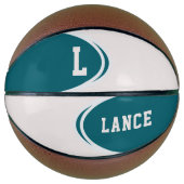 Blauw Groene Monogram Gepersonaliseerde Basketbal (Voorkant)