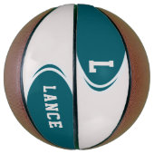 Blauw Groene Monogram Gepersonaliseerde Basketbal (Verticaal)