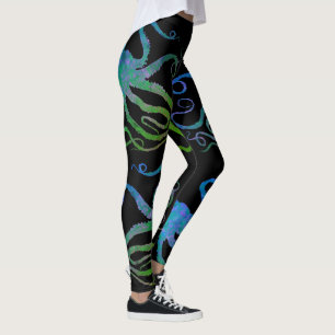 Blauw groene octopus op uw kleur - Leggings