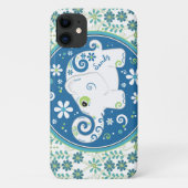 Blauw Groene Olifant Bloemen Case-Mate iPhone Case (Achterkant)