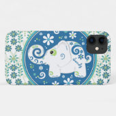 Blauw Groene Olifant Bloemen Case-Mate iPhone Case (Achterkant (horizontaal))