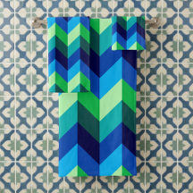 Blauw Groene Ombre Chevrons Bad Handdoek Set