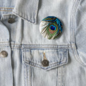 Blauw-groene Paarse exotische pacock Ronde Button 5,7 Cm (In situ)