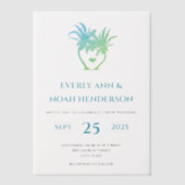 Blauw Groene Palm TrSimple Moderne Minimalistische Vellum Uitnodigingen (Voorkant)