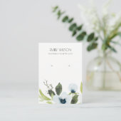 BLAUW GROENE PEONY FLORAL WATERVERF EARRING DISPLA VISITEKAARTJE (Staand voorkant)