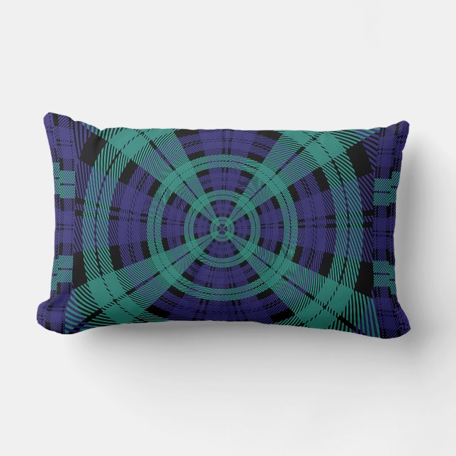BLAUW GROENE RADIAL PLAID KUSSEN (Voorkant)