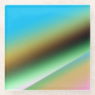 Blauw groene regenboog abstracte textuur patroon k glazen onderzetter