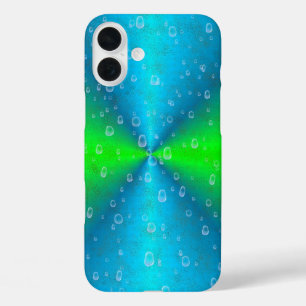 Blauw Groene Regenboog in Elephant Skin Leather Op iPhone 16 Plus Hoesje