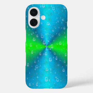 Blauw Groene Regenboog in Elephant Skin Leather Op iPhone 16 Hoesje