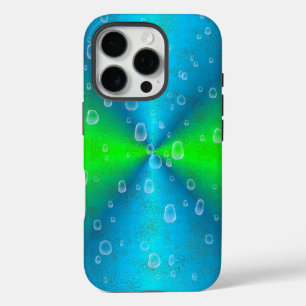 Blauw Groene Regenboog in Elephant Skin Leather Op iPhone 16 Pro Hoesje