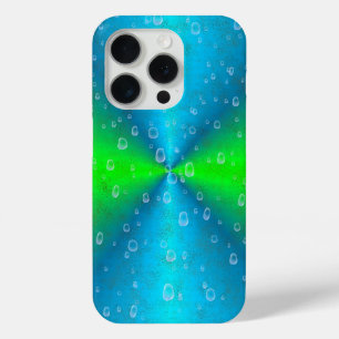 Blauw Groene Regenboog in Elephant Skin Leather Op iPhone 15 Pro Case