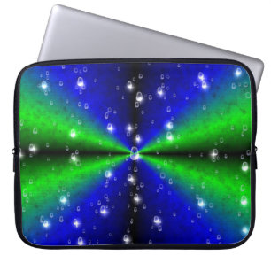 Blauw Groene Regenboog in Elephant Skin Leather Op Laptop Sleeve