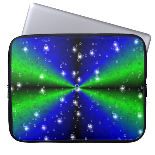 Blauw Groene Regenboog in Elephant Skin Leather Op Laptop Sleeve (Voorkant)