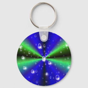 Blauw Groene Regenboog in Elephant Skin Leather Op Sleutelhanger