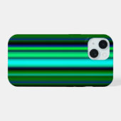 Blauw Groene Regenboog Strepen iPhone 15 Case (Achterkant horizontaal)