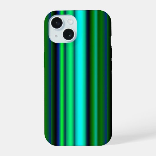 Blauw Groene Regenboog Strepen iPhone 15 Case (Achterkant)