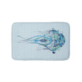 Blauw-groene retro kwal over blauwe achtergrond 2 badmat (Voorkant)