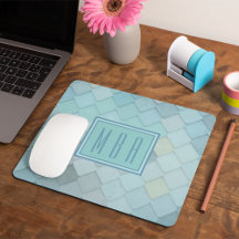 Blauw & Groene Schalen Monogram Mousepad Sjabloon