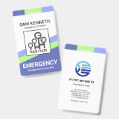 Blauw Groene Schuine Lijnen Medisch Badge (Voor- en achterkant)