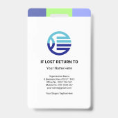 Blauw Groene Schuine Lijnen Medisch Badge (Achterkant)