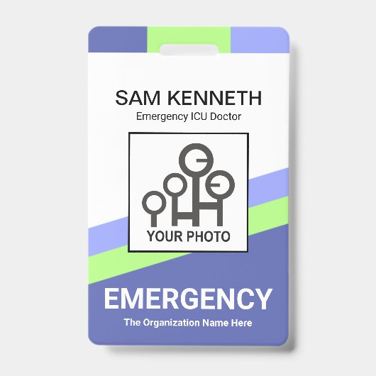 Blauw Groene Schuine Lijnen Medisch Badge (Voorzijde)