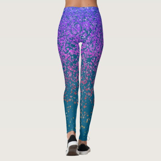 Blauw-groene sproeten Print Leggings (Achterkant)