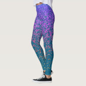 Blauw-groene sproeten Print Leggings (Links)