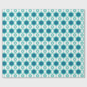Blauw-groene ster van David Pattern Cadeaupapier (Vlak)