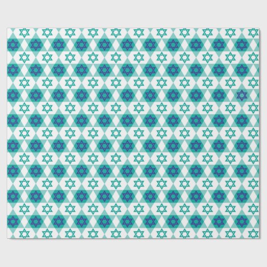 Blauw-groene ster van David Pattern Cadeaupapier (Vlak)